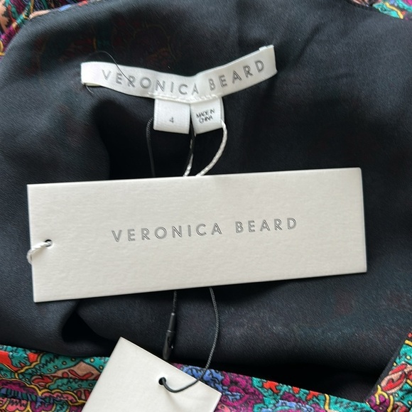 VERONICA BEARD Bellino Dress Flame Red Paisley Long Sleeve Silk Blend Sz 4 NEW - Picture 8 of 10